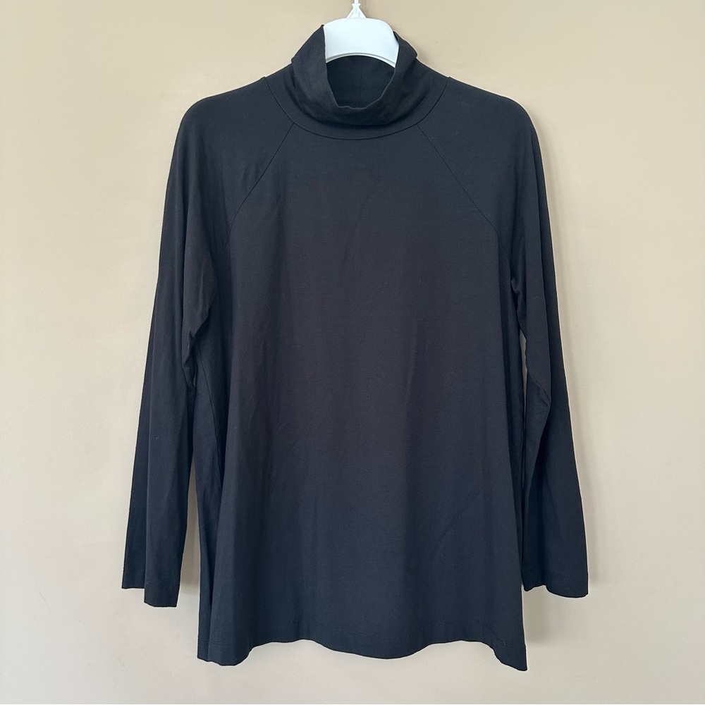 SOLD J Jill Women Petite M Black Luxe Supima Everyday Turtleneck Tunic Top Luxur - Picture 5 of 10